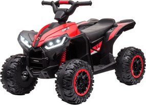 HOMCOM Elektromos Quad Gyerekeknek 12V Előre, Hátra Funkcióval, Zenével, USB Csatlakozással, Fénnyel, 3-6 km/h Sebességgel 3-5 Éves Gyerekeknek Piros