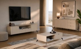 CORDOBA 2D3S komód 183x43x11.5 cm, kasmír- fekete lábakkal