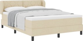 vidaXL Boxrugós ágy matracmal fejtámlával Krém 160 x 200 cm szövet