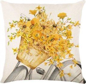 Lenvászon párnahuzat VELOBLOOM 45x45 cm, krémszínű