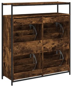 füstös tölgy cipőszekrény 4 kihajtható fiókkal 100x34x112 cm