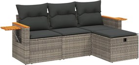 vidaXL 4 részes szürke polyrattan kerti ülőgarnitúra párnákkal