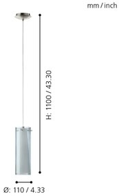 EGLO 90304 - PINTO NERO függeszték 1xE27/60W füstüveg