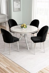 Mos étkezőgarnitúra, fehér márvány-króm, 90 cm – TR240CHR2923