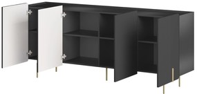 Malmi komód 200 cm - fekete matt / arany lábak