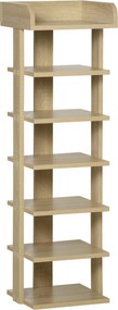 HOMCOM Bejárati Fa Cipőtartó, 6-Színes Cipőtartó Felső Polccal, 32x30x104cm, Tölgy | Aosom