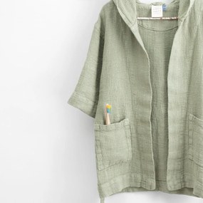 Nature zöld len gyerek fürdőköpeny, méret: 122 - 128 - Linen Tales