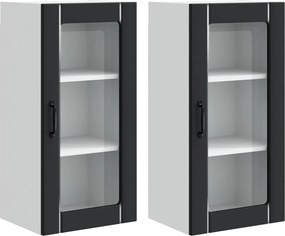 vidaXL Konyhaszekrény polcokkal 2 pcs Fekete 40 x 31 x 80 cm Faanyag