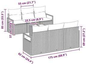 Kerti Kanapé Szett 7 pcs Barna és szürke 55 x 55 x 37 cm