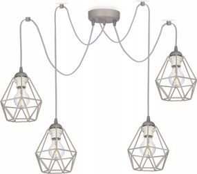 Mennyezeti lámpa függeszték csillár Pók Drót Diamond 4 Szürke loft lámpa