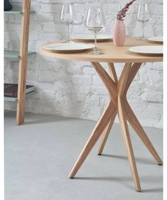 Kerek bővíthető étkezőasztal kőrisfa dekoros asztallappal 45x90 cm Jubi – Ragaba