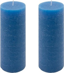 Rusztikus gyertya készlet 20 cm Ø 7,5 cm 2 db kék