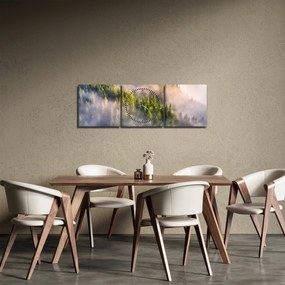 Egy hegyi táj képe (órával) (90x30 cm)