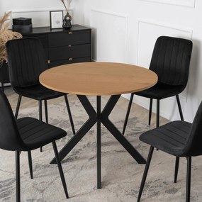 Étkezőasztal 80 cm méretben, arany tölgy/fekete színben LAUREN