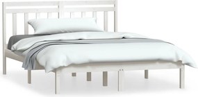 vidaXL fehér tömör fa ágykeret 135 x 190 cm (Double)