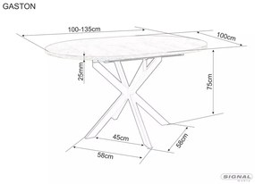 Gaston bővíthető étkezőasztal fekete 100-135cm