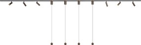 Modern sínrendszer 6 spotlámpával és 4 függőlámpával Easylift sötét bronz 1 fázisú - Slimline Uzzy Tira