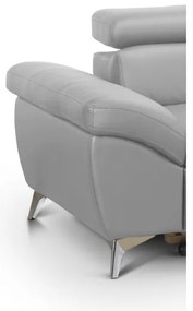 Bőrkárpitos, jobbos, L-alakú SALERNO II sarokkanapé, szürke