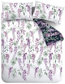 Fehér-lila egyszemélyes ágyneműhuzat 135x200 cm Wisteria - Catherine Lansfield