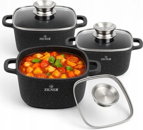 Márvány Edénykészlet Szögletes Indukciós Gáz Edénykészlet 6 Db-os