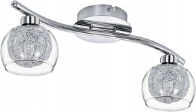 Fali lámpa plafon 2 pontos krómozott acél üveg modern világítás