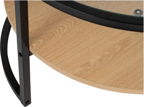 Fekete-natúr színű kerek dohányzóasztal tölgyfa dekorral ø 68 cm Zanu – Bonami Essentials