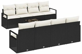 vidaXL Kanapé Szett párnával 7 pcs Fekete és Krém polirattan