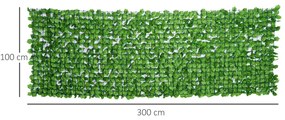 Műsövény belátásgátló, faldekoráció világoszöld 300 x 100 cm