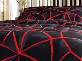 Pamut ágynemű PENELOPE PIROS fekete Ágyneműhuzat mérete: 70 x 90 cm | 140 x 200 cm
