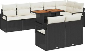 vidaXL Kerti Kanapé Szett tárolóval 9 pcs Fekete Poli rattan