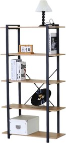 Intenso Home 5 szintes tölgy színű nyitott könyvespolc 80 x 152cm | Univerzális tároló állvány fém lábakkal