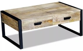 100x60x40 cm tömör mangófa dohányzóasztal 2 fiókkal
