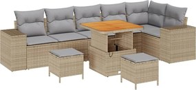 vidaXL Kerti Kanapé Szett párnával 9 pcs Bézs polirattan