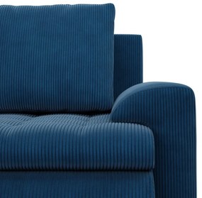 Tokio U alakú sarokkanapé, 3 ágyneműtartóval, kordbársony, univerzális oldal, kék