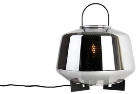 Art Deco asztali lámpa fekete füstüveggel 30 cm - Kevin