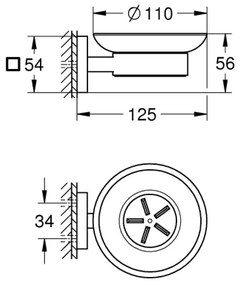 GROHE 41096000 - START CUBE szappantartó tál 110 × 56 × 125 mm fényes króm