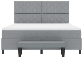 Világosszürke Box Spring Ágy Matrac &amp; Pad 180x200 cm Szövet
