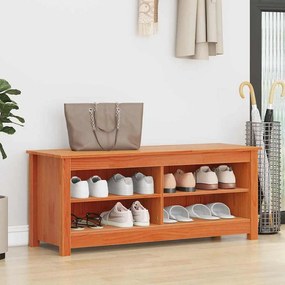 Cipőpad polcokkal Viaszbarna 110 x 38 x 45.5 cm Tömör fenyőfa