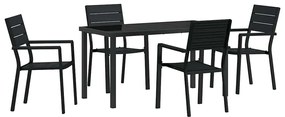 vidaXL Kert étkező szett 5 pcs Fekete Porszórt acél