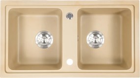 Tia szögletes két medencés gránit mosogató bézs
