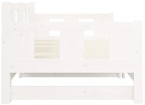 fehér tömör fenyőfa kihúzható kanapéágy 2 x (80 x 200) cm