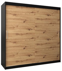 Ruhásszekrény 200 cm Toki (matt fekete + artisan tölgy). 1064851