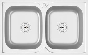 vidaXL ezüst rozsdamentes acél dupla konyhamosogató 800 x 500 x 155 mm