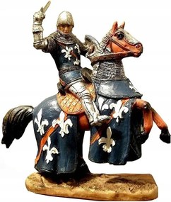 Francia lovag figura liliomokkal a lován, felemelt karddal