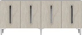 Rany 180 - White, Travertine, Silver
