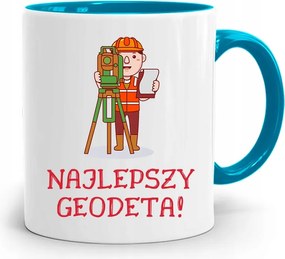 Kék Bögre Földmérőnek Legjobb Földmérő Nyomtatott Fotóval