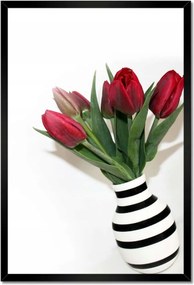Poszterek keretben 40x60 Csíkos váza Tulipánok