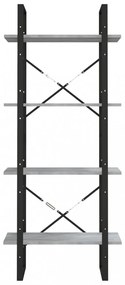 4 szintes szürke sonoma szerelt fa könyvszekrény 60x30x140 cm