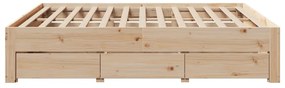 tömör fenyőfa fiókos ágykeret matrac nélkül 200 x 200 cm