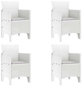 vidaXL Kerti Szék párnával 4 pcs Fehér 53 x 49 x 85 cm Polipropilén